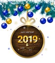 2019 New Year greeting illustration. Royalty Free Stock Photo