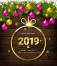 2019 New Year greeting illustration. Royalty Free Stock Photo