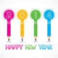 New year greeting with pencil bulb,2014 Royalty Free Stock Photo