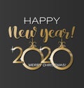 New Year greetings. 2020 with christmas balls. Logo.