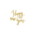 New Year hand drawn lettering with gold glitter texture. Vector illustration for greeting cards, posters, banners and flyers. Xmas Royalty Free Stock Photo