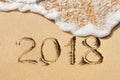 New Year 2018 handwritten on the sand