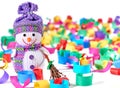 New Year 2016. Happy Snowman, party decoration Royalty Free Stock Photo