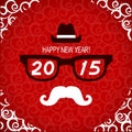 New year hipster greeting card.Vector illustration