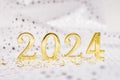 New Year holiday background. Golden numbers 2024