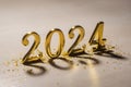 New Year holiday background. Golden numbers 2024