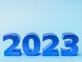 New year holiday concept in blue colors. Number 2023