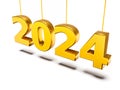 New year holiday concept in golden colors. Number 2024