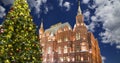 New Year holidays illumination and State Historical Museum in Moscow, Russia Royalty Free Stock Photo