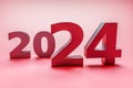 New year holidey concept in red colors. Number 2024 Royalty Free Stock Photo