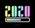 2022 new year Holographic loading bar design on black background. Funny quote about new year 2022. Typographic design for winter