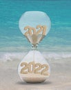 New Year 2022 Hourglass On Sand