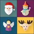 New year icon pack included christmas snowman, angel, santa, deer