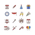 Set of Happy New Year Eve Icon - Icon Set Vector Illustration Design Concept Royalty Free Stock Photo