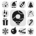 New Year Icons Set in Flat Style Royalty Free Stock Photo