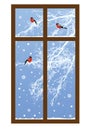 New Year illustration with bullfinches