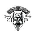 New year illustration with dog. Chinese new year emblem with dog