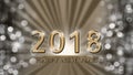 New Year illustration with golden 2018 and Happy New Year text on gold, silver background Royalty Free Stock Photo