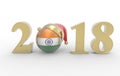 New year 2018 with india flag 3d Royalty Free Stock Photo