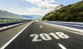 Empty asphalt road and New year 2018. Royalty Free Stock Photo