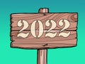 2022 new year inscription numbers, wooden plaque retro vintage Royalty Free Stock Photo