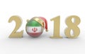 New year 2018 with iran flag 3d Royalty Free Stock Photo