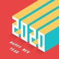2020 New year isometric art. Minimal 2020 vector Holiday decoration elements for design,postcard,greeting cards, invitations,flyer Royalty Free Stock Photo