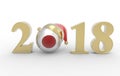 New year 2018 with japen flag 3d Royalty Free Stock Photo