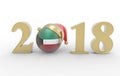 New year 2018 with kewit flag 3d Royalty Free Stock Photo