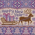 New year Knitted pattern with reindeer Royalty Free Stock Photo