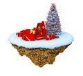 New Year levitate little island. Royalty Free Stock Photo