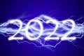 2022, new year lightening effect, electricity power energy dramatic storm concept Royalty Free Stock Photo