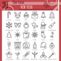 New Year line icon set, christmas symbols collection, vector sketches, logo illustrations, winter signs linear Royalty Free Stock Photo