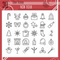 New Year line icon set, christmas symbols collection, vector sketches, logo illustrations, winter signs linear Royalty Free Stock Photo