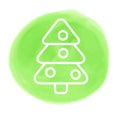 New year line icon on color marker spot, symbol for christmas design