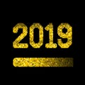 New Year 2019 loading screen. Progress bar almost until New Year`s Eve. greeting card or banner Royalty Free Stock Photo