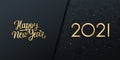 2021 New Year luxury holiday banner with gold handwritten inscription Happy New Year. Royalty Free Stock Photo