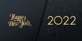 2022 New Year luxury holiday banner with gold handwritten inscription Happy New Year. Royalty Free Stock Photo