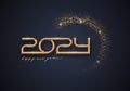 2024 new year luxury logo with shining golden halftone on black background.