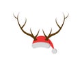 New Year mask hat of Santa Claus with deer horns, photo fun for the Christmas photo booth shoot Royalty Free Stock Photo