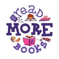 Read more books lettering with doodles Royalty Free Stock Photo