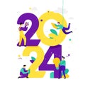 New year 2024. Meeting the new year. Vector. Business people greet Christmas and New Year. New Horizons. Royalty Free Stock Photo