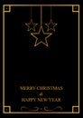 New year and merry Christmas greeting card template on black background Royalty Free Stock Photo