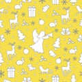 New Year Merry Christmas pattern angel, deer Royalty Free Stock Photo