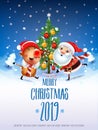 2019 New year & Merry Christmas symbol. Royalty Free Stock Photo