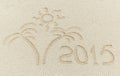 New year 2015 message on the sand beach Royalty Free Stock Photo