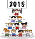 New year 2015 mixed ethnic children Royalty Free Stock Photo