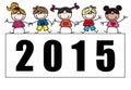 New year 2015 mixed ethnic children Royalty Free Stock Photo