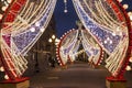 New year in Moscow, Christmas decorations, Arbat street at night.