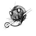 New year mouse, rat clip art graphics linner Royalty Free Stock Photo